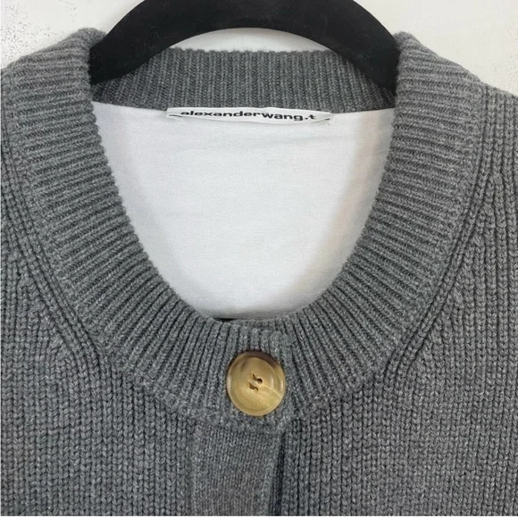 Alexander Wang Bilayer Crew Neck Oxford Cardian Sweater